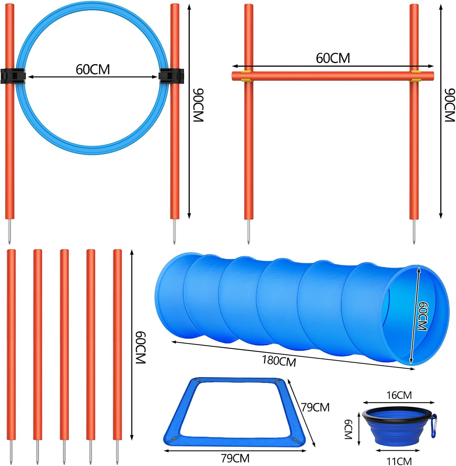 Obstacles d'agility stables et tunnel du set XBEN