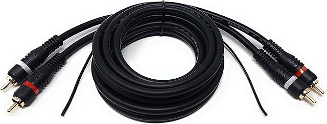 MainCore 1.5m long 2 x RCA to 2 x RCA with Ground/Earth/Tag Cable Lead for Turntable Vinyl Record Deck Mixer CD Player (Available in 1.5m, 2m, 3m) (1.5m)