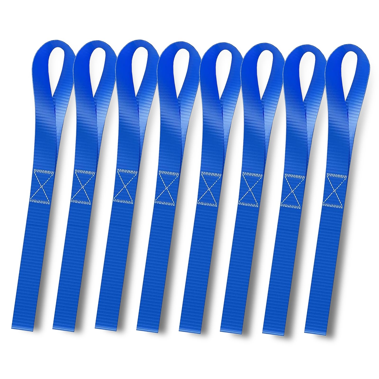 8 PCS Loop Car Tie Down Straps, 11.8In x 1In Fabric Motorcycle Cargo Fixing Auxiliary Straps, Soft Durable Automotive Strength Belts Accessories for SUV Truck Bike ATV RV (Blue)
