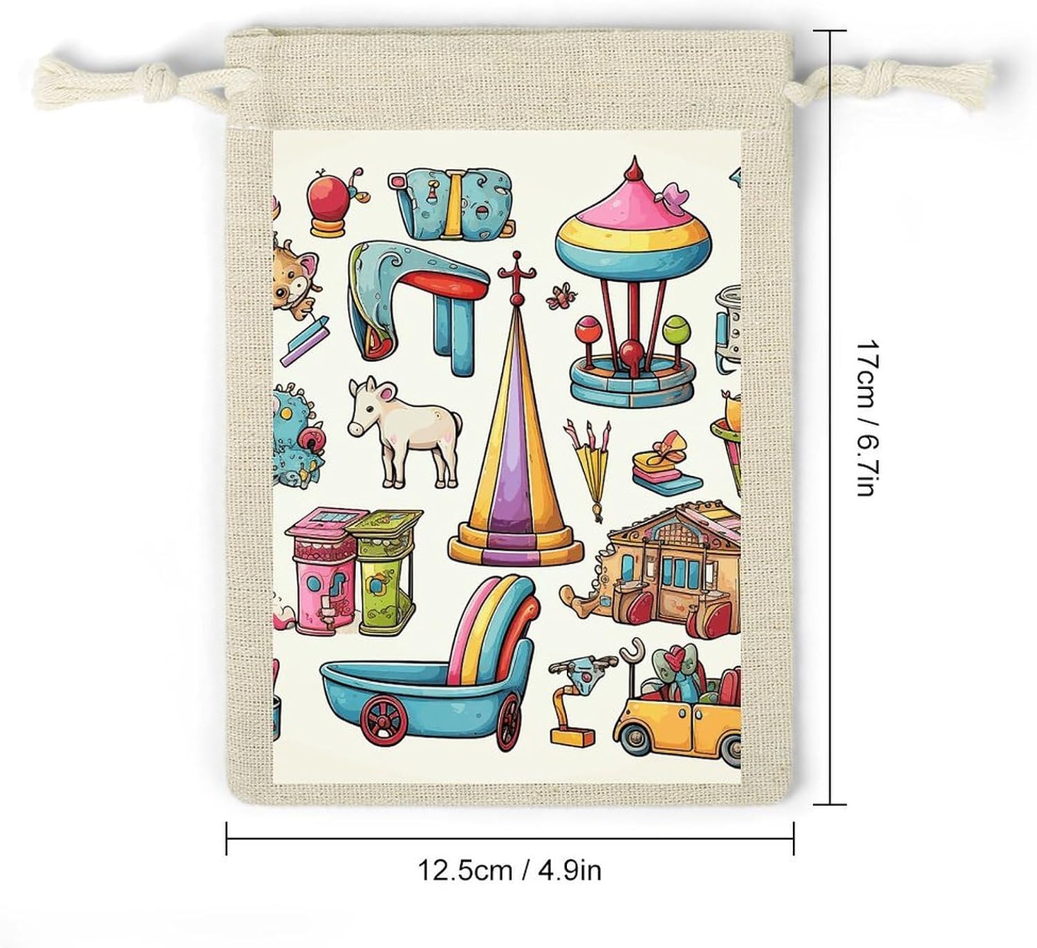 FekiLoot Amusement Toys Cotton Linen Drawstring Bags Pack of 8 image 2