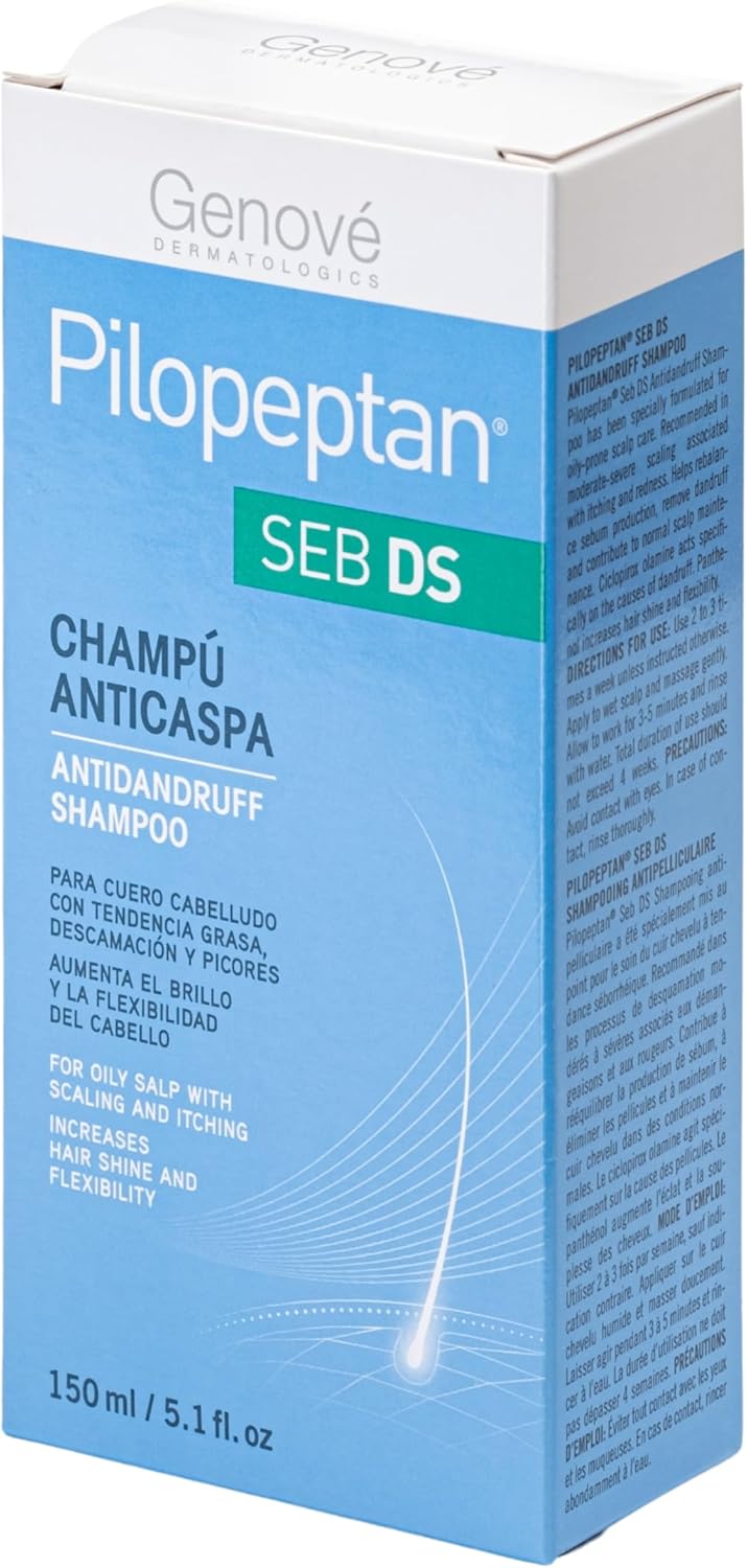 Pilopeptan SEB DS Shampoo, anti-roos, glad haar, shampoo voor vettig haar, roosvorming en jeuk, evenwicht van de productie van de zalven en elimineert roos, 150 ml