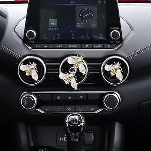 Miniatura 1 de Clips de ventilación de abeja brillante, clip de ventilación para ambientador de aire de abeja de cristal, decoración interior de automóvil con