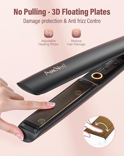 Miniatura 4 de Plancha para alisar el cabello, alisadora y rizadora 2 en 1, plancha de pelo de calentamiento rápido de 15 segundos, plancha plana de cerámica