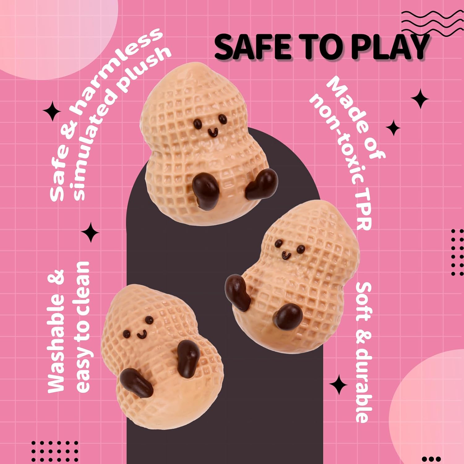 Taba Squishy Peanut Handmade, Fufu Sticky Squishies Toys, Kawaii Food Squishies Fur Ball, Pinch Family Peanuts Squishy Toy Cute Kawaii Stress Relief Toy - Peanuts