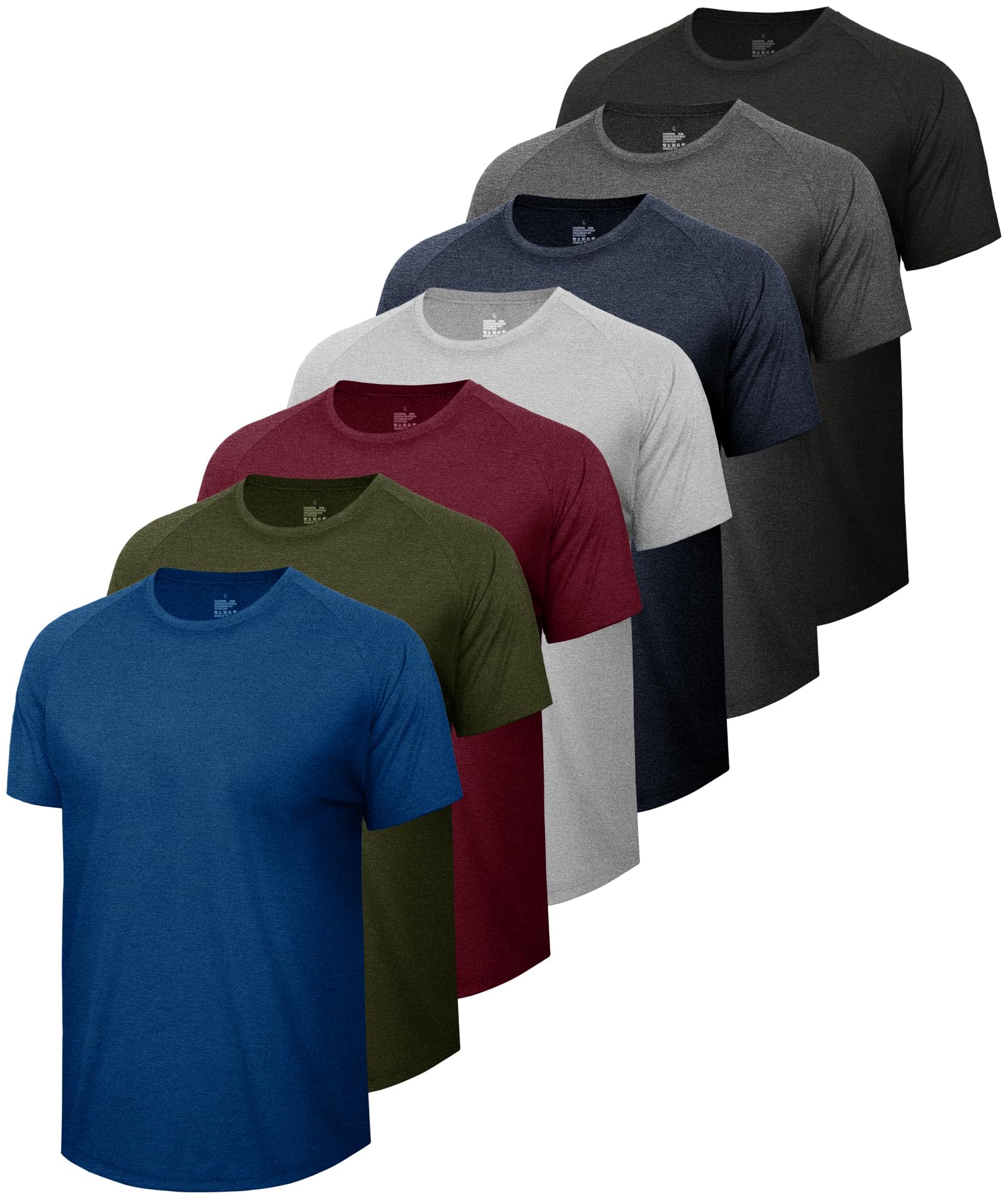 7 Pack Workout Shirts for Men - Quick Dry Moisture Wicking T-Shirts Short Sleeve Tees for Gym Running Athletic Sport