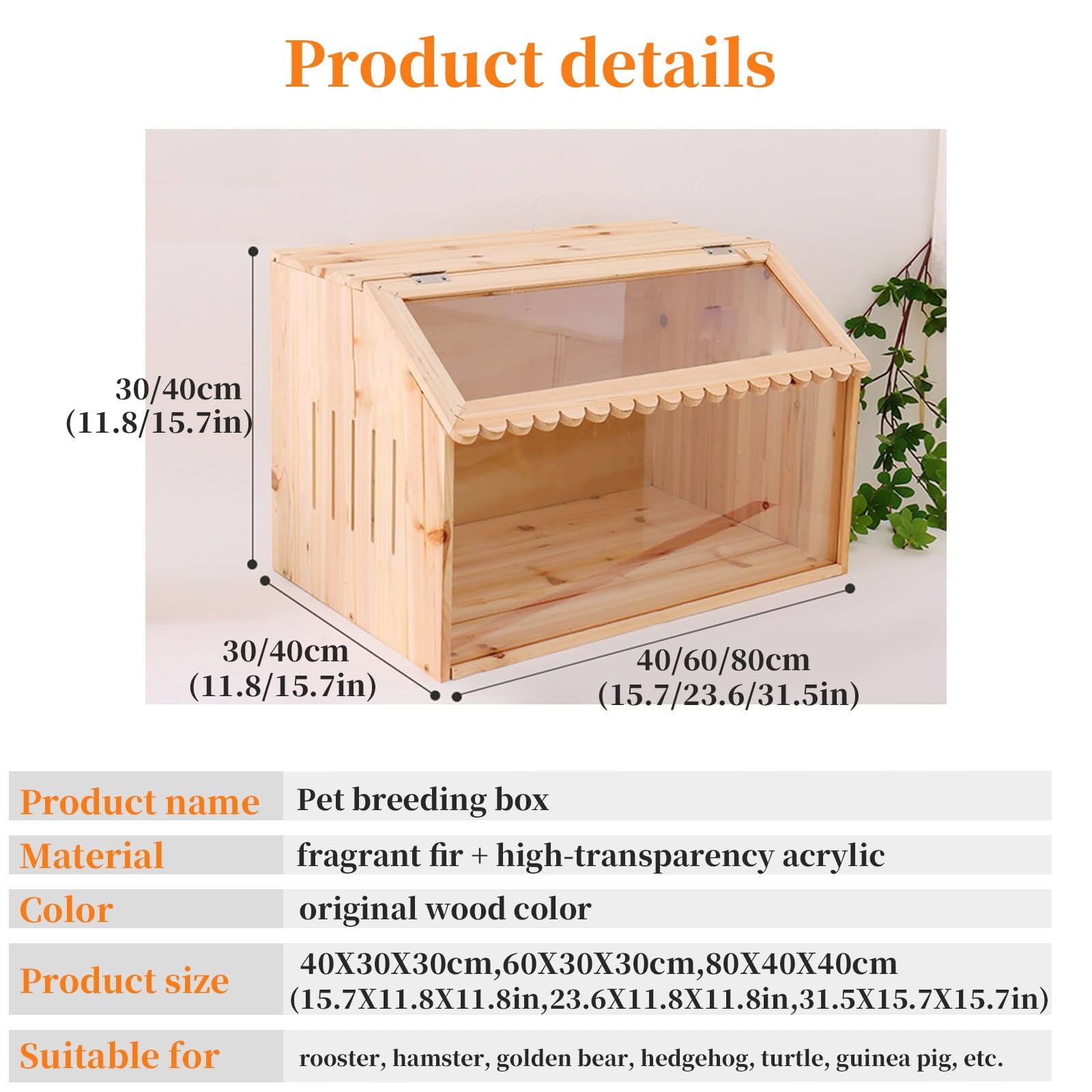 Jaula de hámster acrílico para animales pequeños con accesorios y juguetes, casa de madera transparente para cobayas, hurones y ratas