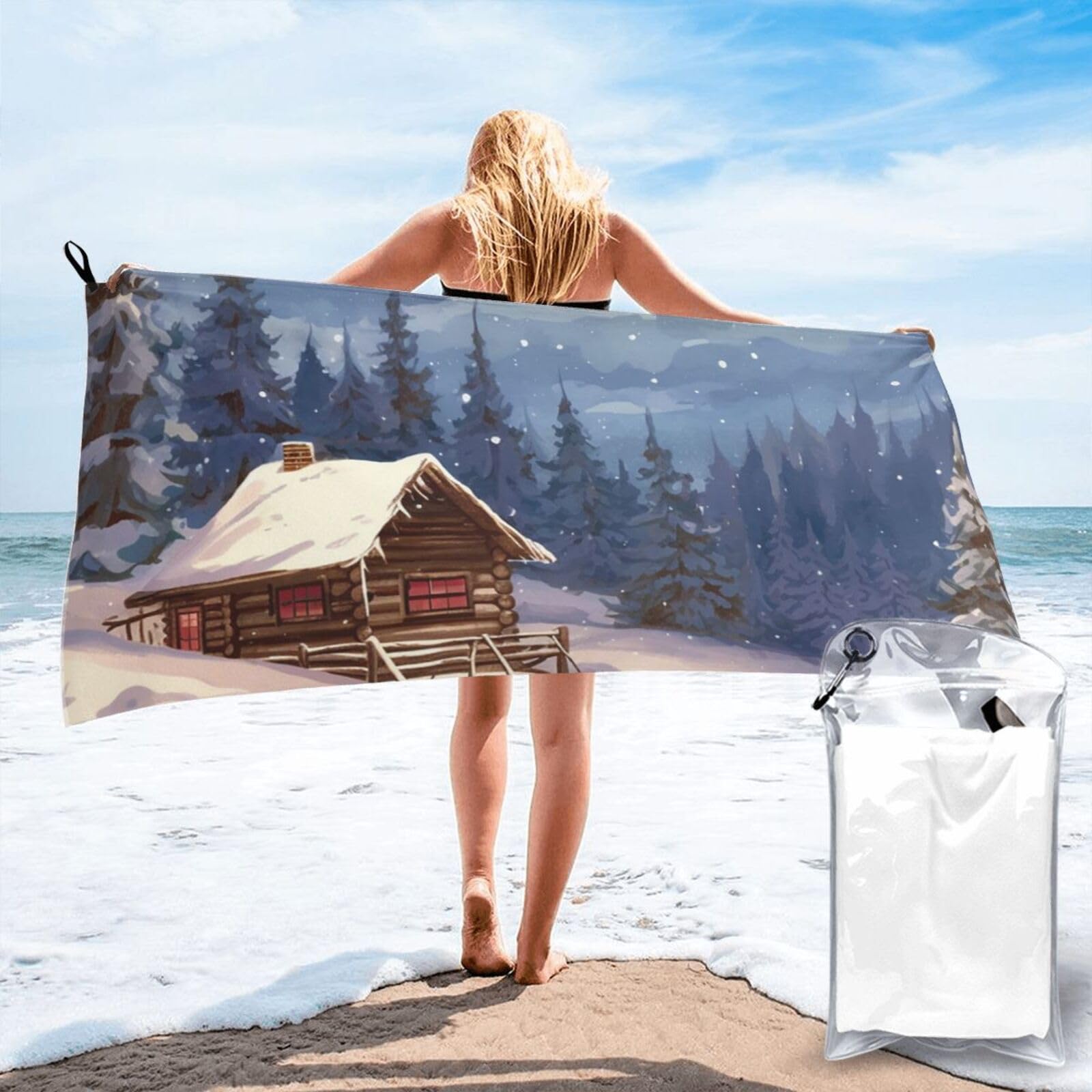 Serviette de plage en microfibre absorbante pour nageur et drap de bain d'hôtel