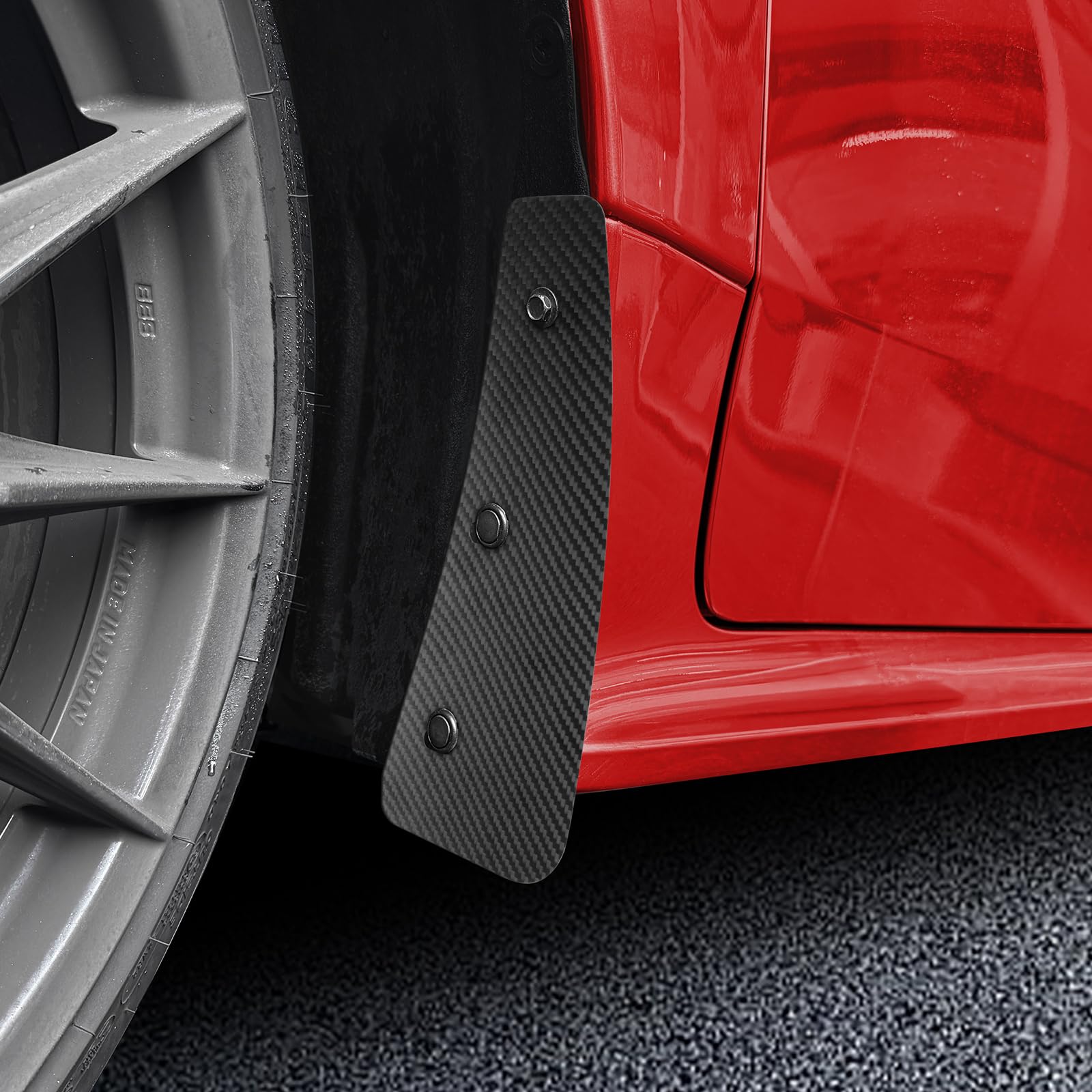 KUNGKIC Parafango Per Toyota GR Yaris 2020-2026 Fibra di carbonio Paraspruzzi Posteriore Valvola Fango Accessori Nessuna Foratura 2 Pezzi