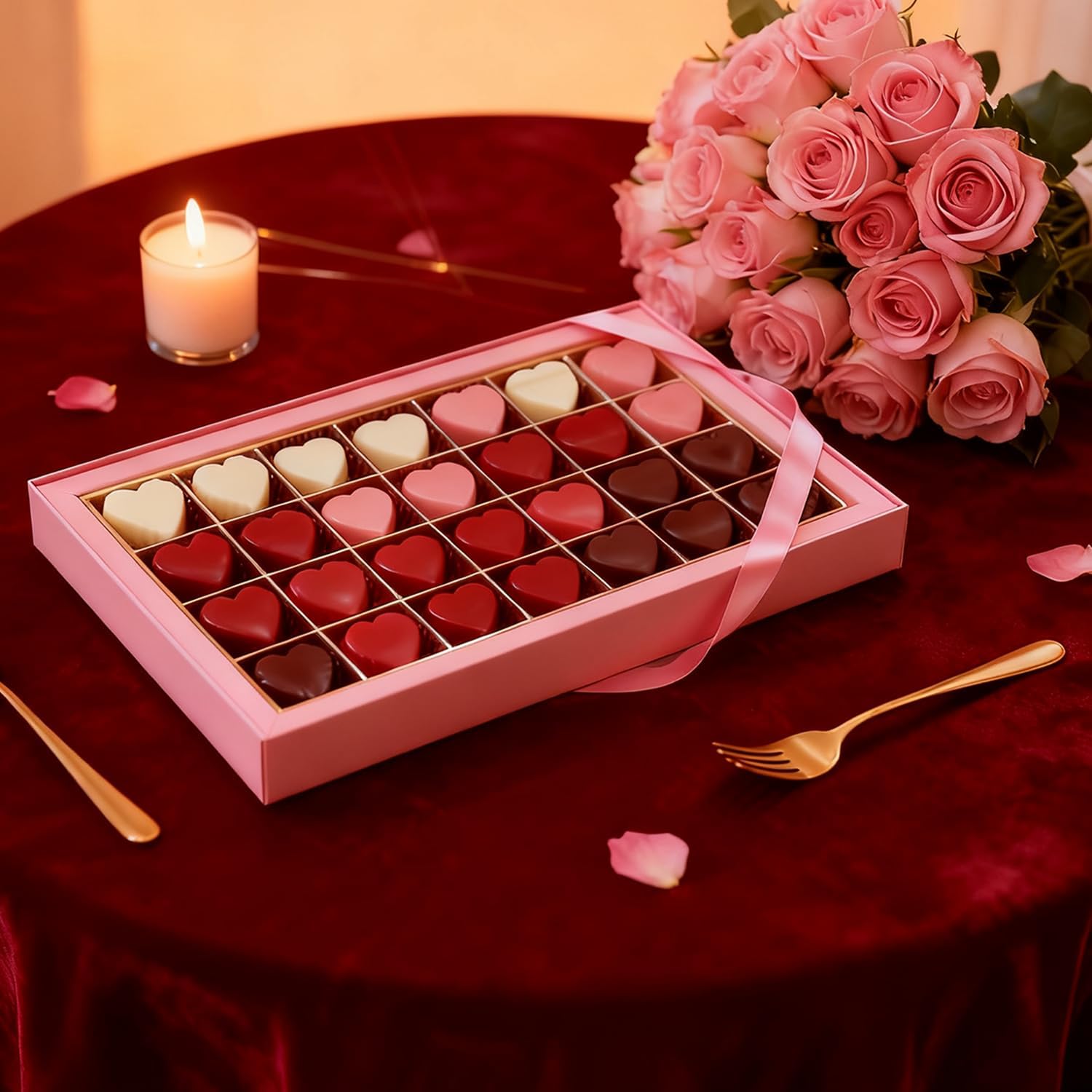 2 Pcs Mini Heart Shaped Silicone Molds, 48 Cavity 1 Inch Valentine's Day Heart Candy Chocolate Mold Silicone Heart Molds for Baking Gummy Jello Ice Cube Fondant Mold for Valentines Wedding Baking Gift - Image 6