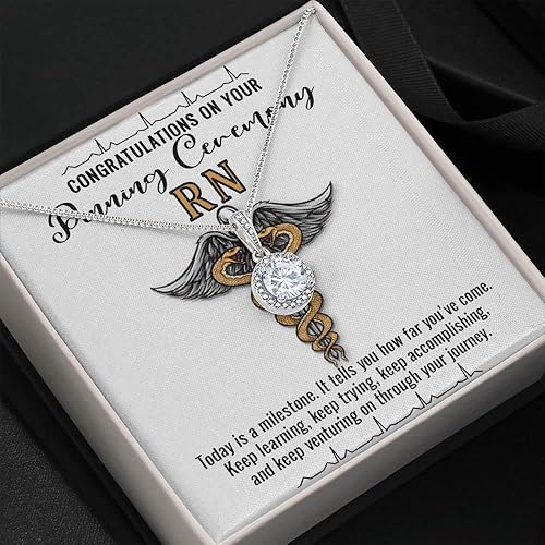 Miniatura 2 de Regalos de ceremonia de fijación BSN RN PCT Enfermeras Felicitaciones Graduado Graduado de Enfermería Tarjeta de Mensaje Inspirador y Collar Regalo