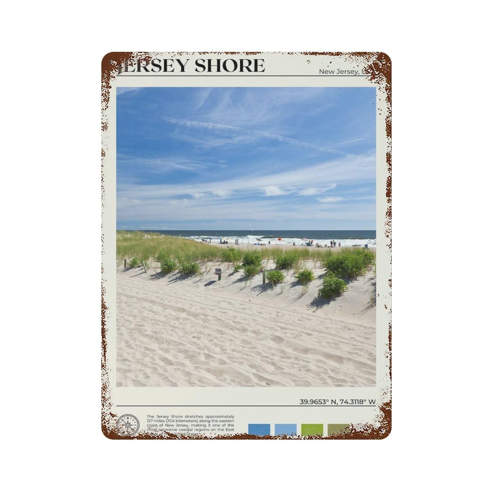 xiaoxiaoshen Real Photo Jersey Shore Decor USA Wall Decor Art Metal Tin Poster Modern Home Decor Art Home Bar Shop Decorations Vintage Sign 40x30cm