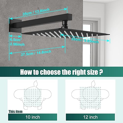 Miniatura 3 de Heyalan Sistema de ducha cuadrado con cabezal de ducha de lluvia, accesorio de grifo de ducha 2 en 1, rociador de ducha de mano áspero en válvula,