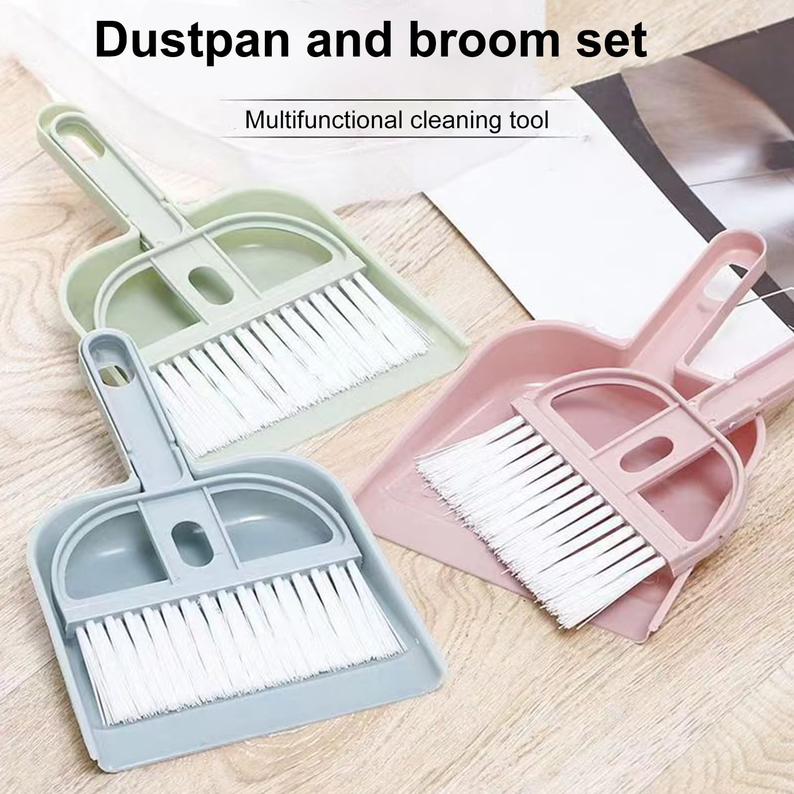 Ensemble Balai et Pelle à Poussière Brosse de Table en Bois Magnétique Portable Petit Ensemble de Nettoyage de Brosse de Table pour Nettoyer Les Tables, La Poussière et La Saleté