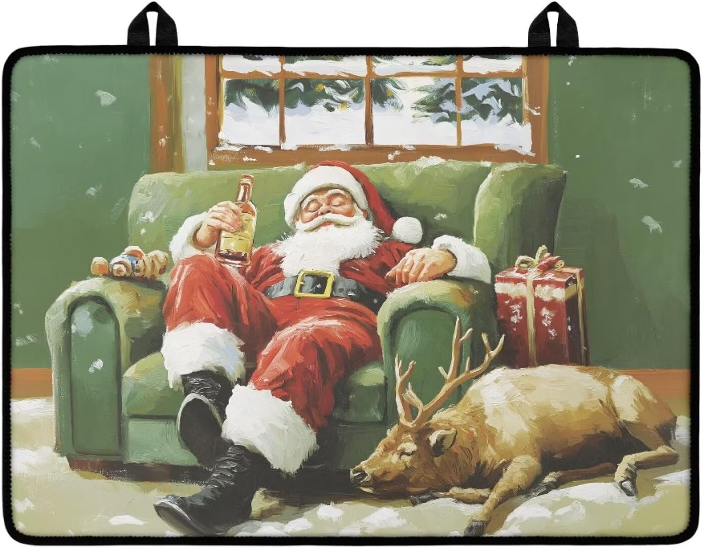 Generic Drunk Santa Claus Stovetop Cover for Gas Top High Strength Cooktop Parts & Accessories Oil-Resistant Stain-Resistant Providing Full Surface Protection and the Walls with Multiple Attributes