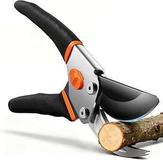 VOTREK VT-C800 8.5" Bypass Pruning Shears - Jam-Proof Spring, SK5 Blades, Ergonomic for Arthritis Small Hands, Rose Tree Bonsai Clippers