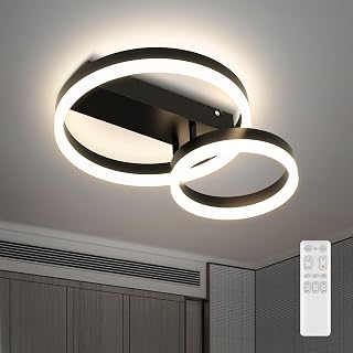 FANLG LED Deckenleuchte Dimmbar 40cm Deckenlampe Schlafzimmer 2-Ringe Design, 22W Moderne Deckenleuchte Wohnzimmer mit Nachtlicht Lampe decke für Schlafzimmer, Esszimmer, Büro, Arbeitszimmer
