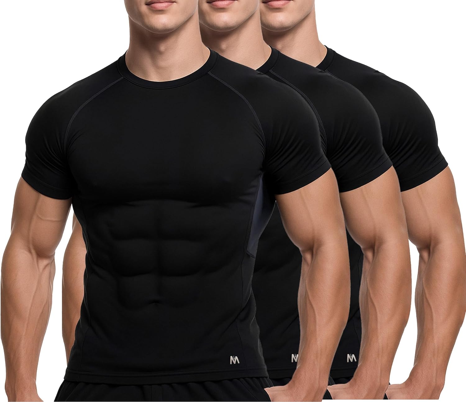 MagnaMan Men's Compression Shirts 3 - Pack: Moisture - Wicking Athletic Baselayer Tops