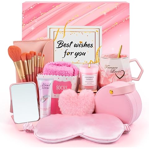 Gifts for Women, 10pcs Unique Birthday Gifts for Women, Mom, Wife, Girlfriend, Sister, Her, Best Friend,Colleague Gift Basket-Pink