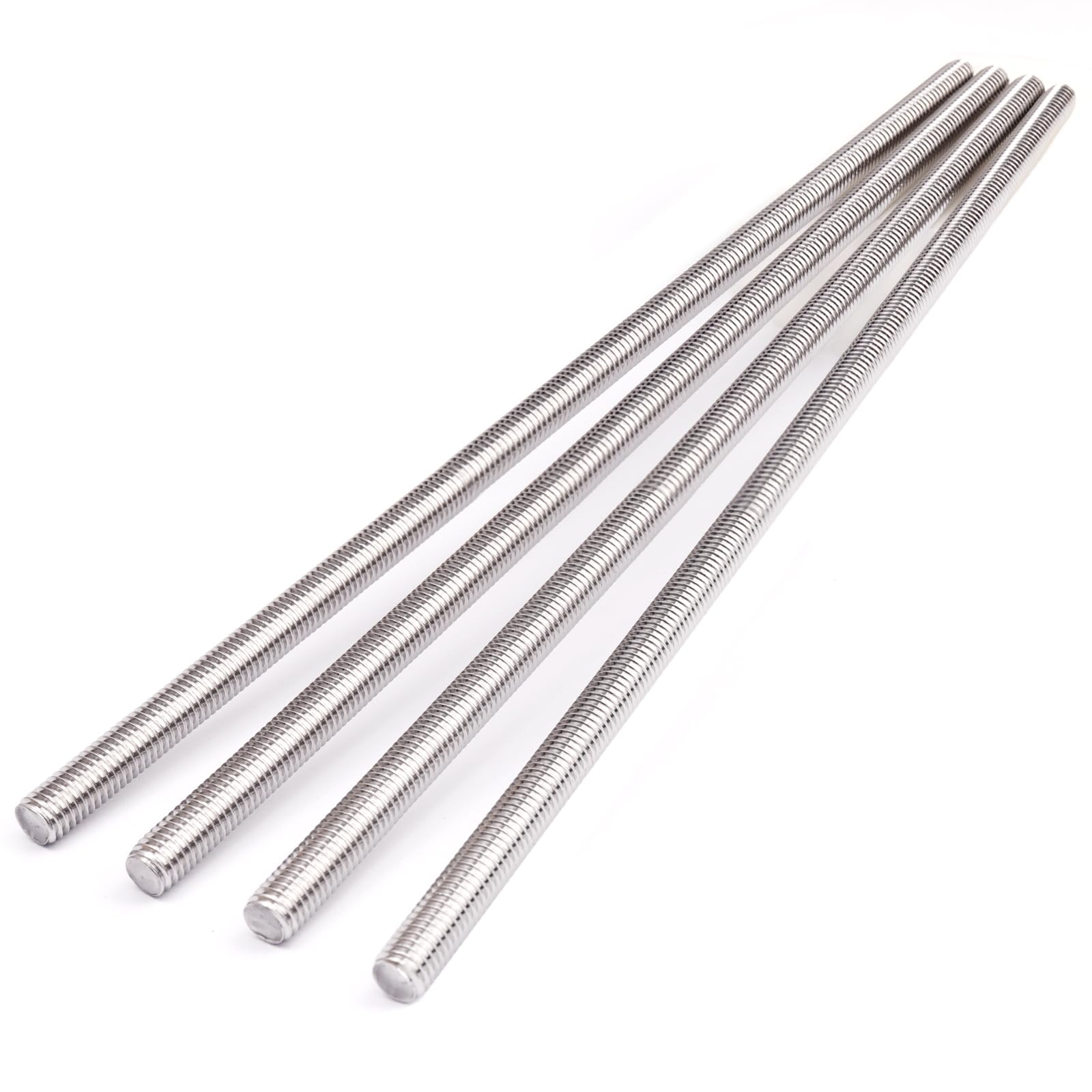 Varilla roscada de acero inoxidable 304, 4 varillas roscadas con rosca métrica completa, rosca derecha (M8 x 330 mm)