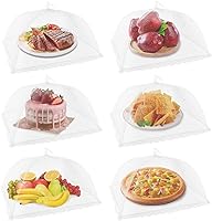 NEPAK 6-Pack Large 17x17x9" Pop-Up Mesh Food Covers for Outdoor Picnics, BBQs, Parties - Reusable Collapsible Food Tents