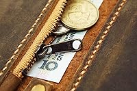 Vista 6 de Genuine Leather Mens Bifold vertical chain Wallet/Men leather biker trucker wallet with zipper pocket -BW005C