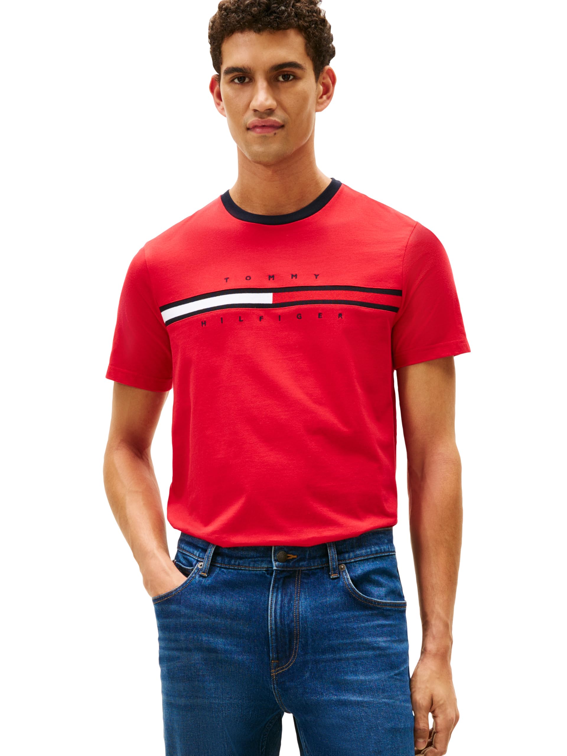 Tommy Hilfiger Men's Short Sleeve Signature Stripe Graphic T-shirt