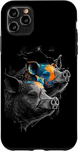 Miniatura 4 de iPhone 12 mini Artful Portrait of two Pigs Case