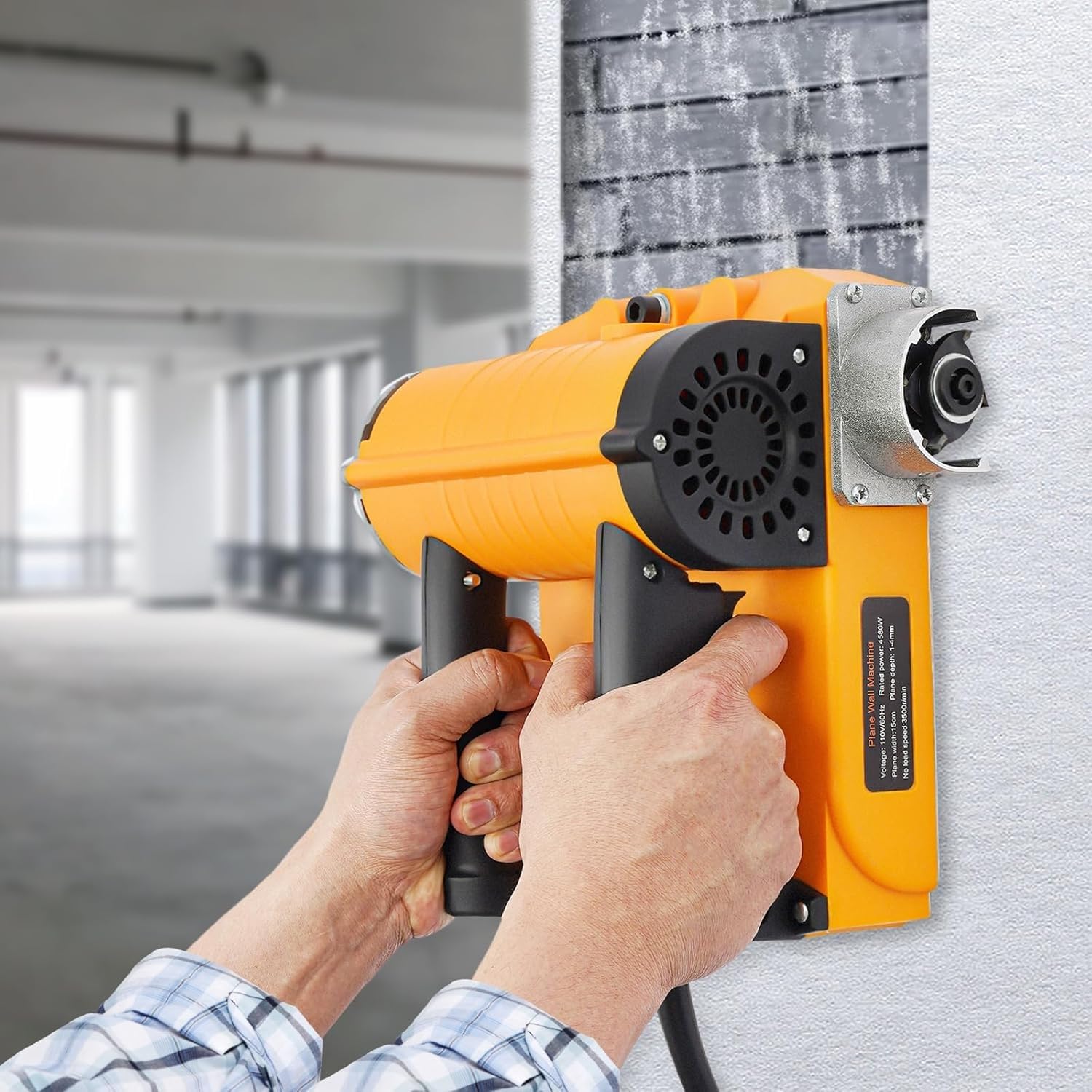 Elektryczna Strugarka Do Ścian, Mechaniczna Z Regulacją Głębokości, Betonu Nożem Bocznym I Skrzynką Narzędziową, Renowacji, Narzędzia Usuwania Szpachli Cementu(Yellow)
