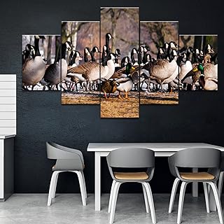 Plakat 5 sztuk płótno sztuka ścienna do salonu nowoczesna dekoracja nadruk dekoracja kanadyjska gęsi 5 paneli salon plakat HD nadruk obraz oprawiony obraz