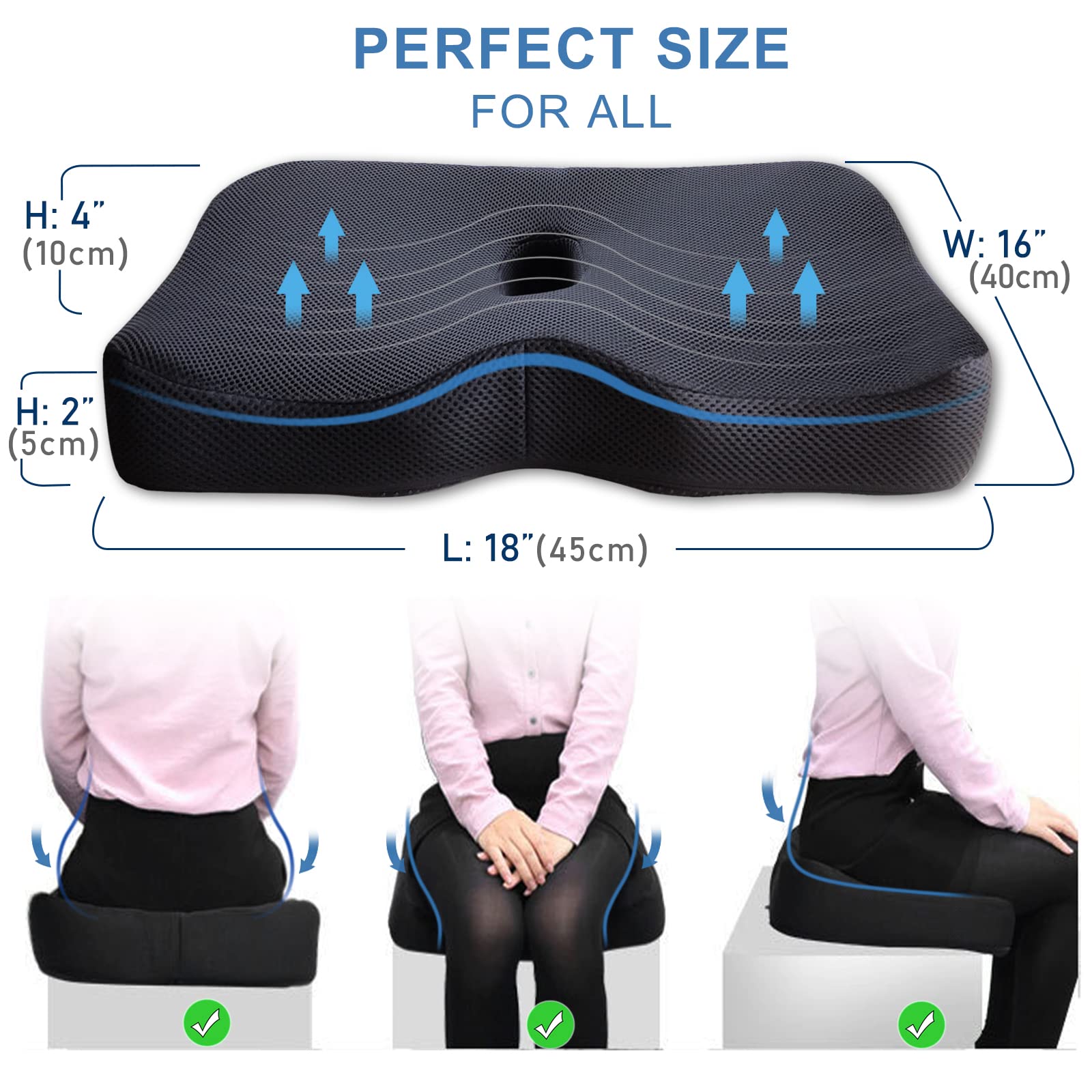 G2 Seat Cushion Memory Foam Seat Pad Coccyx Pillow For Office - View #6
