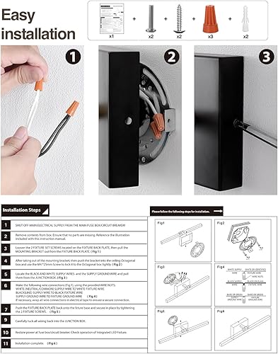 Miniatura 8 de zouzai Barra de luz LED moderna de segunda generación, color negro, IP44, sobre espejo, 5CCT, ajustable, de doble cara, ángulo ajustable de 180 (32