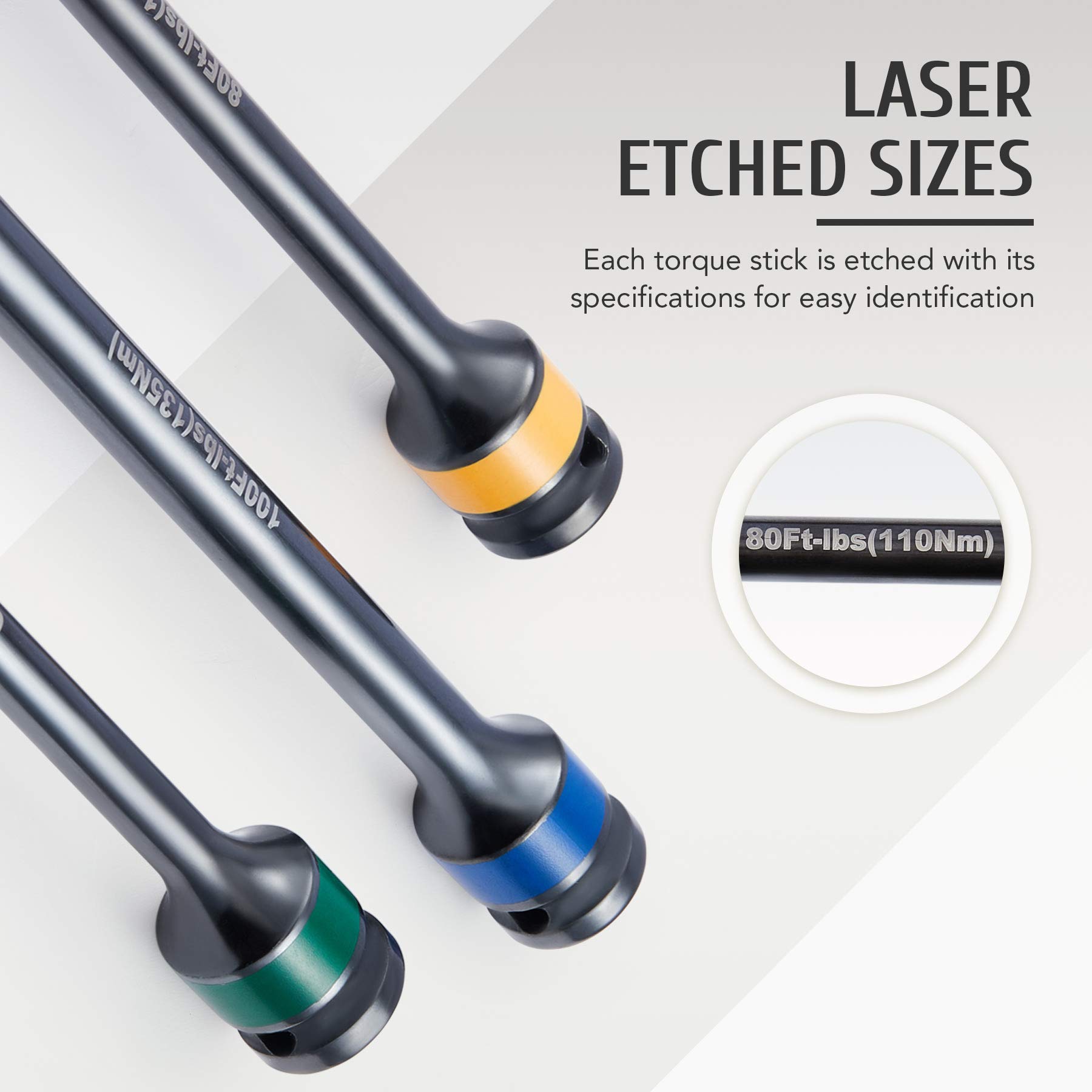 Buy 5pc 1/2" Drive Torque Limiting Extension Bar Set, Torque Extension