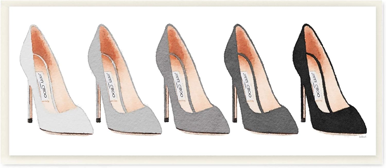 Stupell Industries Fashion Heels Glam Minimal Grey Shoes