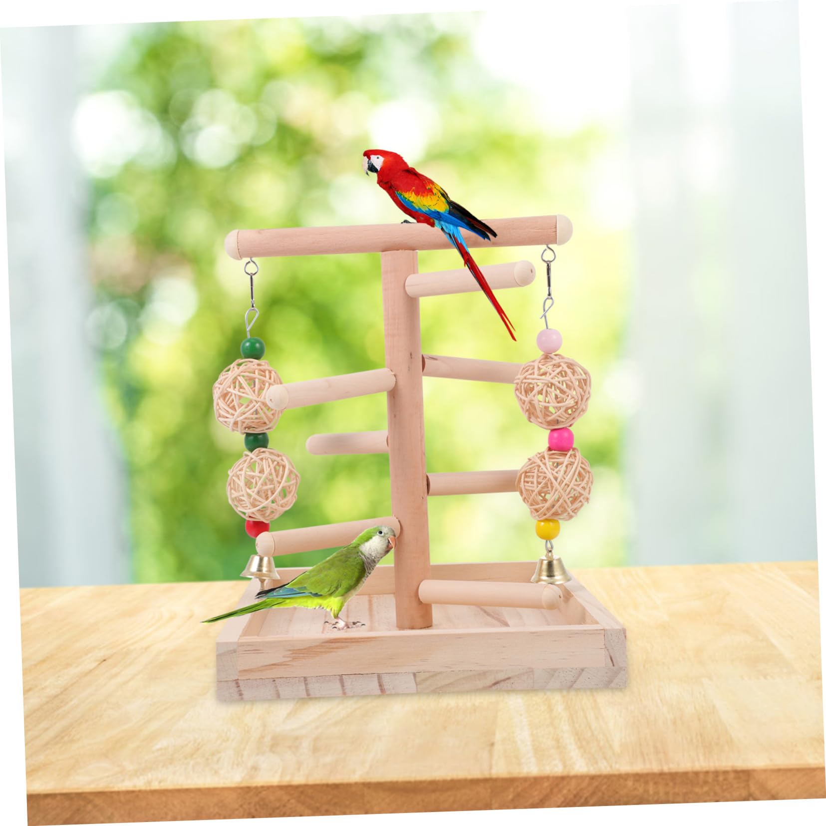 HANABASS Supporto per Uccelli in Legno Naturale Rametto da Arrampicata e Gioco per Pappagalli Scala e Posatoio Antiscivolo per Voliera Accessorio Sicuro per Mantenere Becco e Artigli in