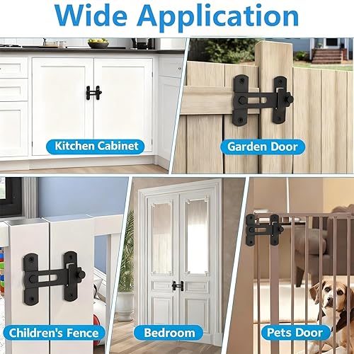 Miniatura 3 de Paquete de 2 cerraduras negras para puerta de granero, pestillo de puerta corredera de granero de 4 pulgadas con fácil instalación, resistente a la