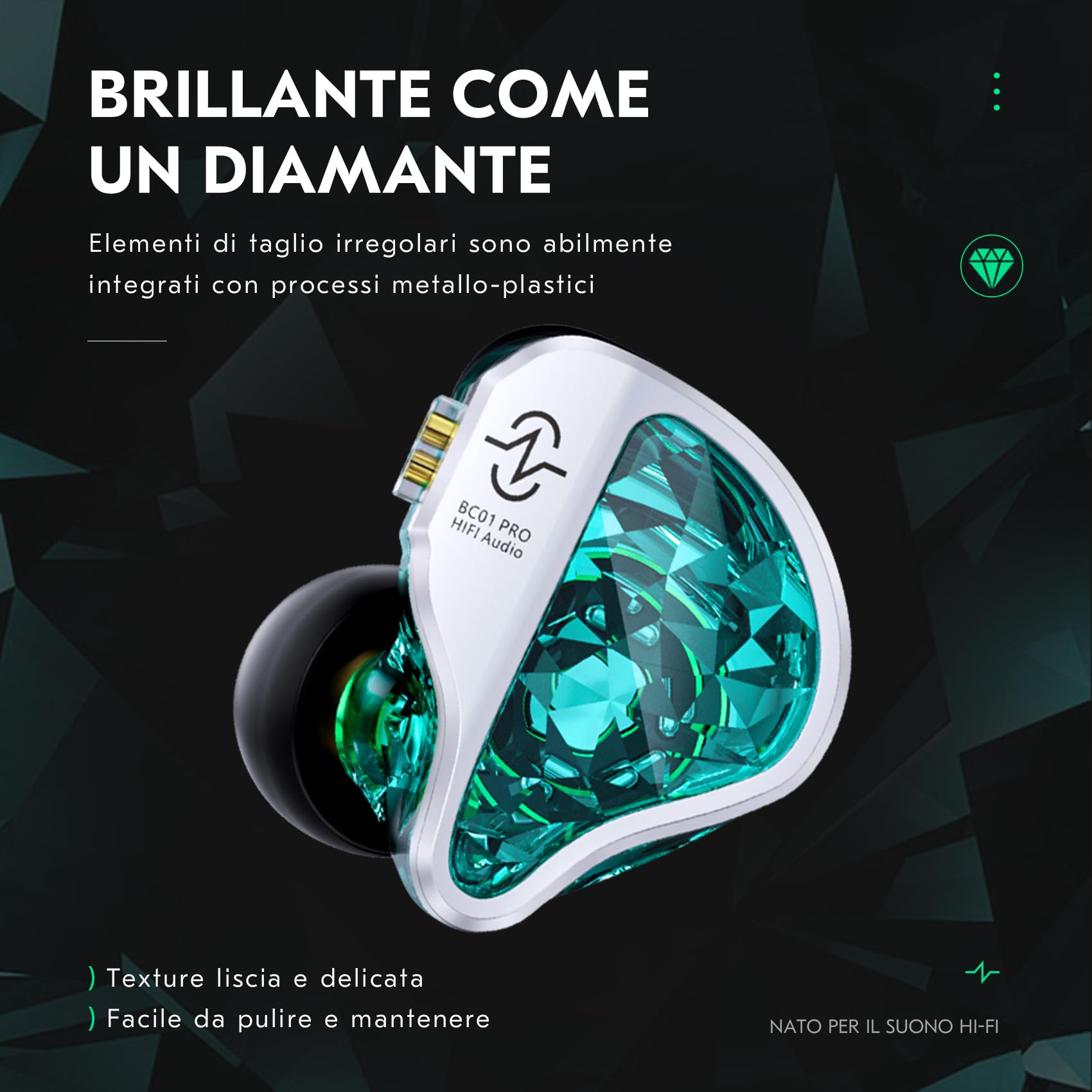 Yinyoo CCZ Harmony BC01 Pro, auricolari IEM con driver ibrido 1DD 1BA, cuffie in-ear bilanciate a tre frequenze, isolamento acustico, IEM leggero