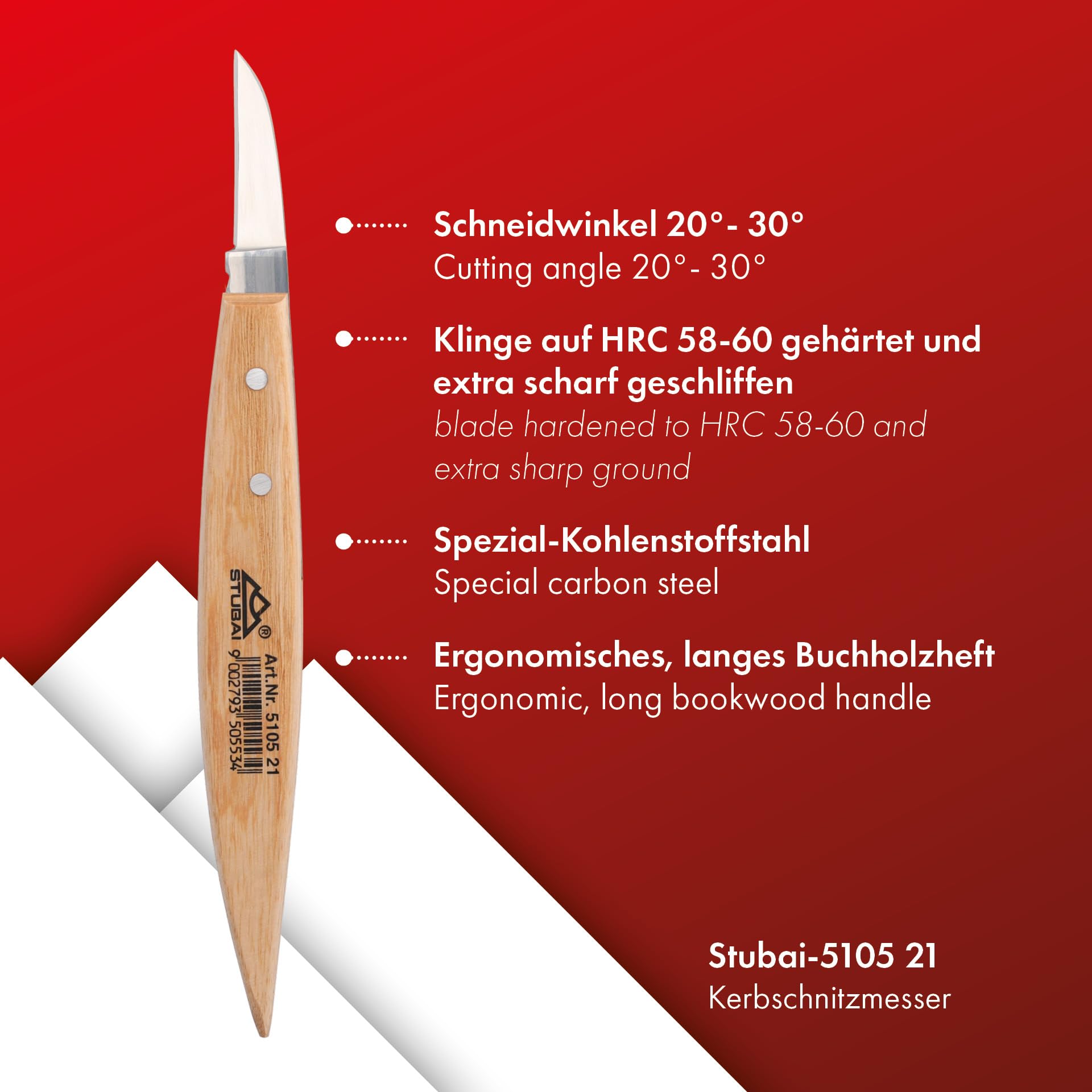 Stubai 510521 Coltello per Scultori Dritto