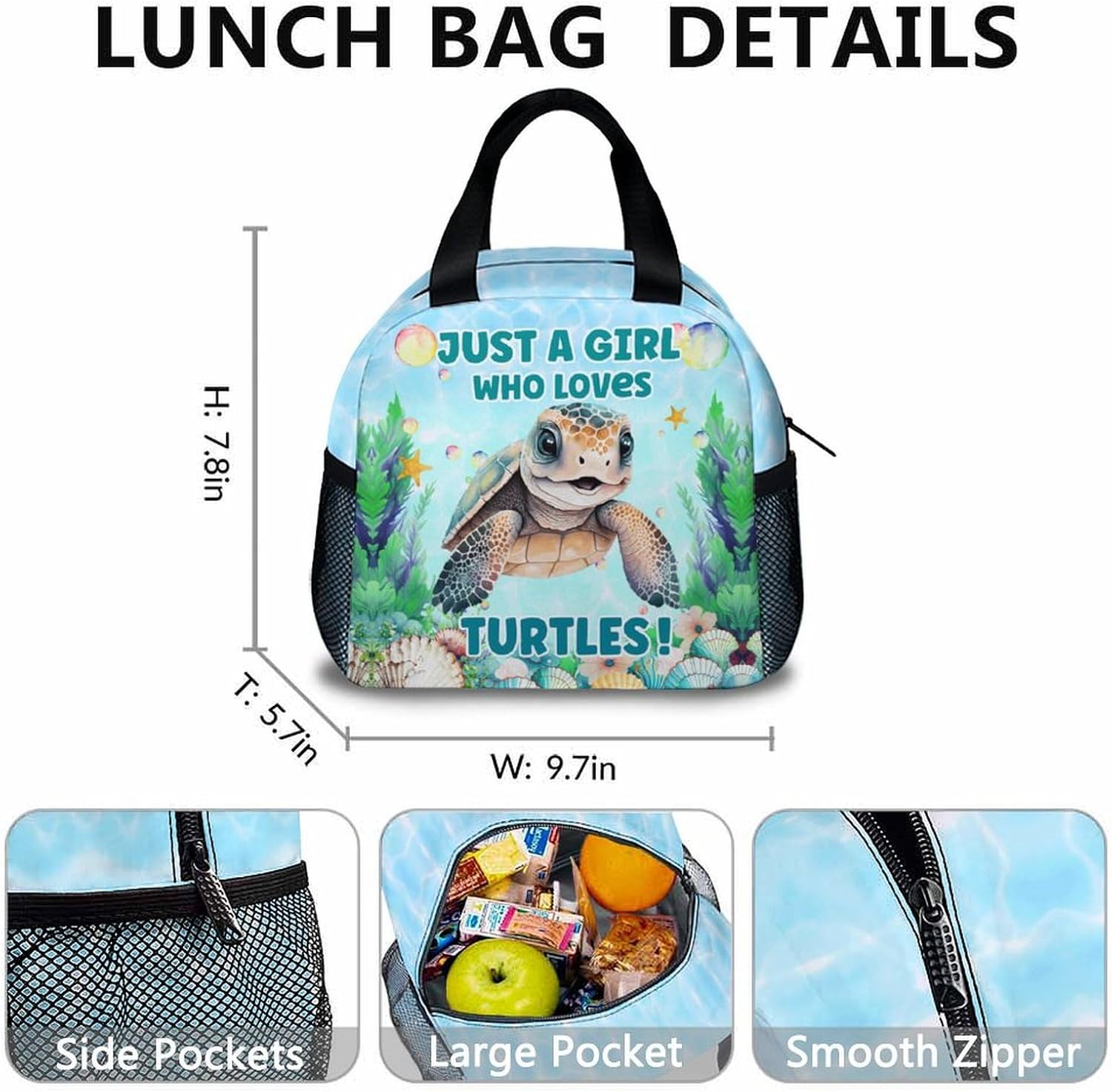 Kids Backpack Set with Lunch Box Pencil Case, Cute Turtle Backpacks for School Preschool Elementary, Set of 3 Bookbag Lunch Bag Pencil Pouch Matching Combo, School Suppies for Turtle Lovers