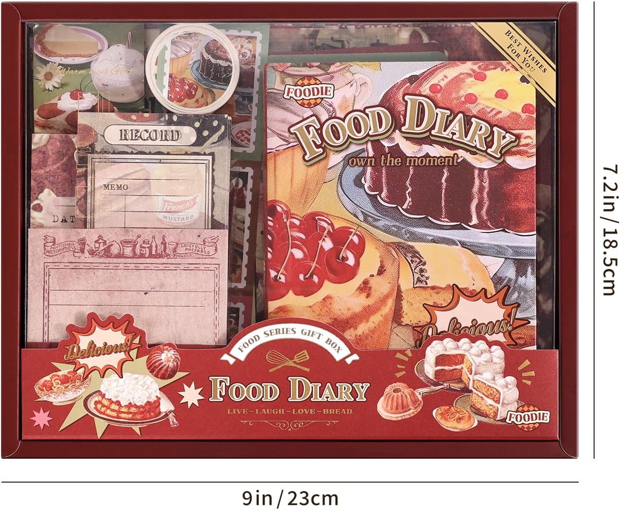 Scrapbooking Supplies Kit, Vintage Culinary Aesthetic Scrapbook Kit for Bullet Junk Journal, Gourmet DIY Journaling Supplies with Recipe, Dessert, Kitchen, Cafe Elements, Unique Gift for Teens & Women