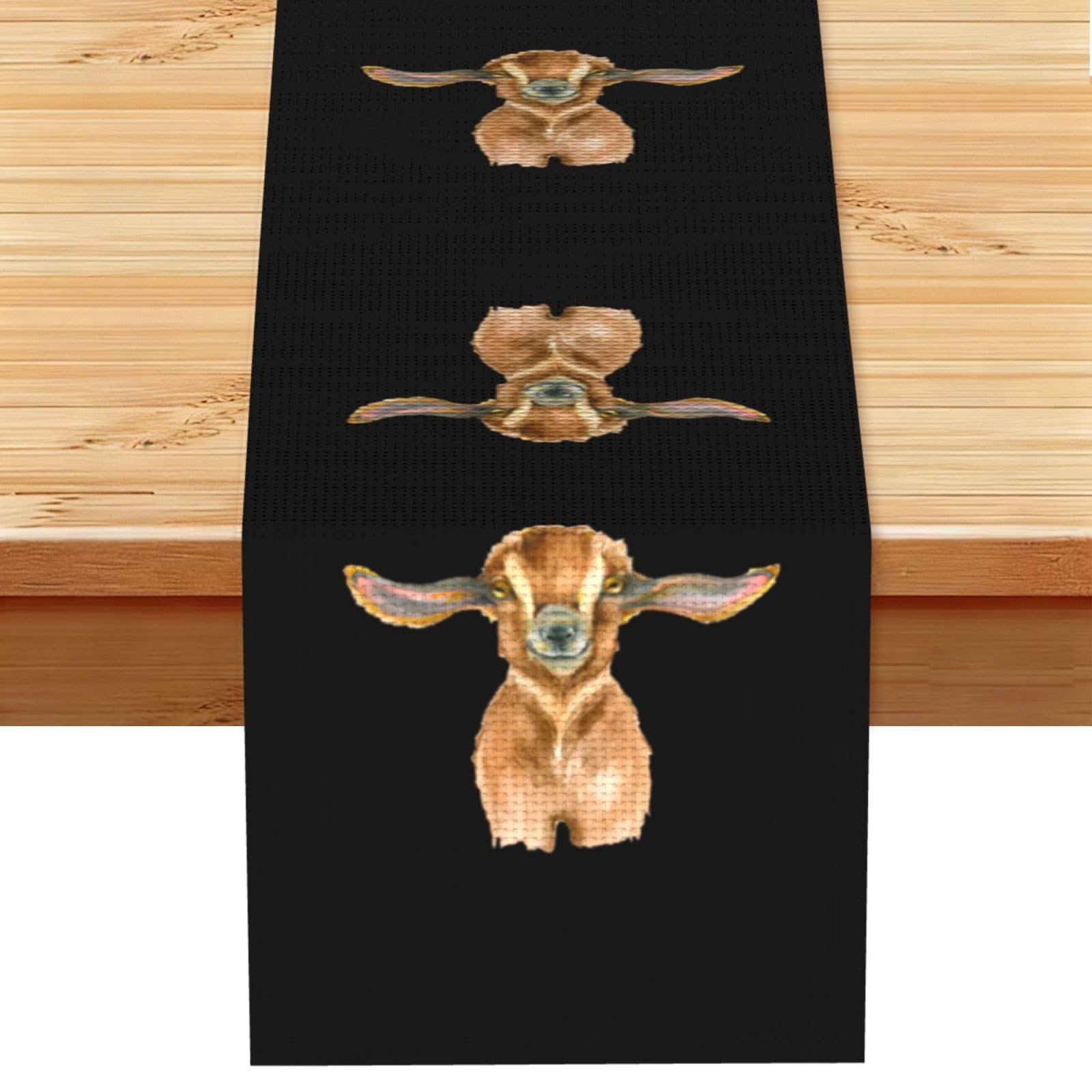 Farm Animal Goat Linen Feel Table Runner Wedding Party Home Decoration
