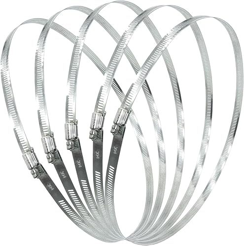 Miniatura 10 de 5 abrazaderas de manguera grandes de 17.7 pulgadas (diámetro), abrazaderas de manguera de acero inoxidable, abrazaderas de manguera de engranaje