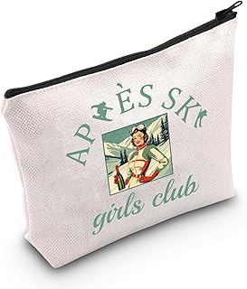 WCGXKO Winter Sports Lover Gift Vintage Ski Weekend Skiing Zipper Pouch Makeup Bag (B-SKI), beige