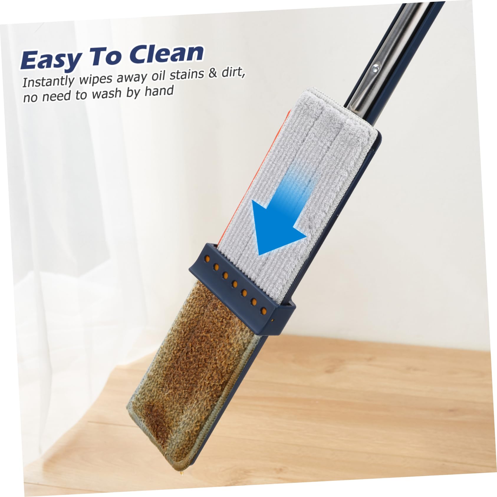 Veemoon Fregona Plana Multifuncional 6 Paños Absorbentes, Trapeador sin Lavado, Material Grueso Azul, Fácil de Usar para Limpieza Rápida Hogar y Pisos de Azulejos