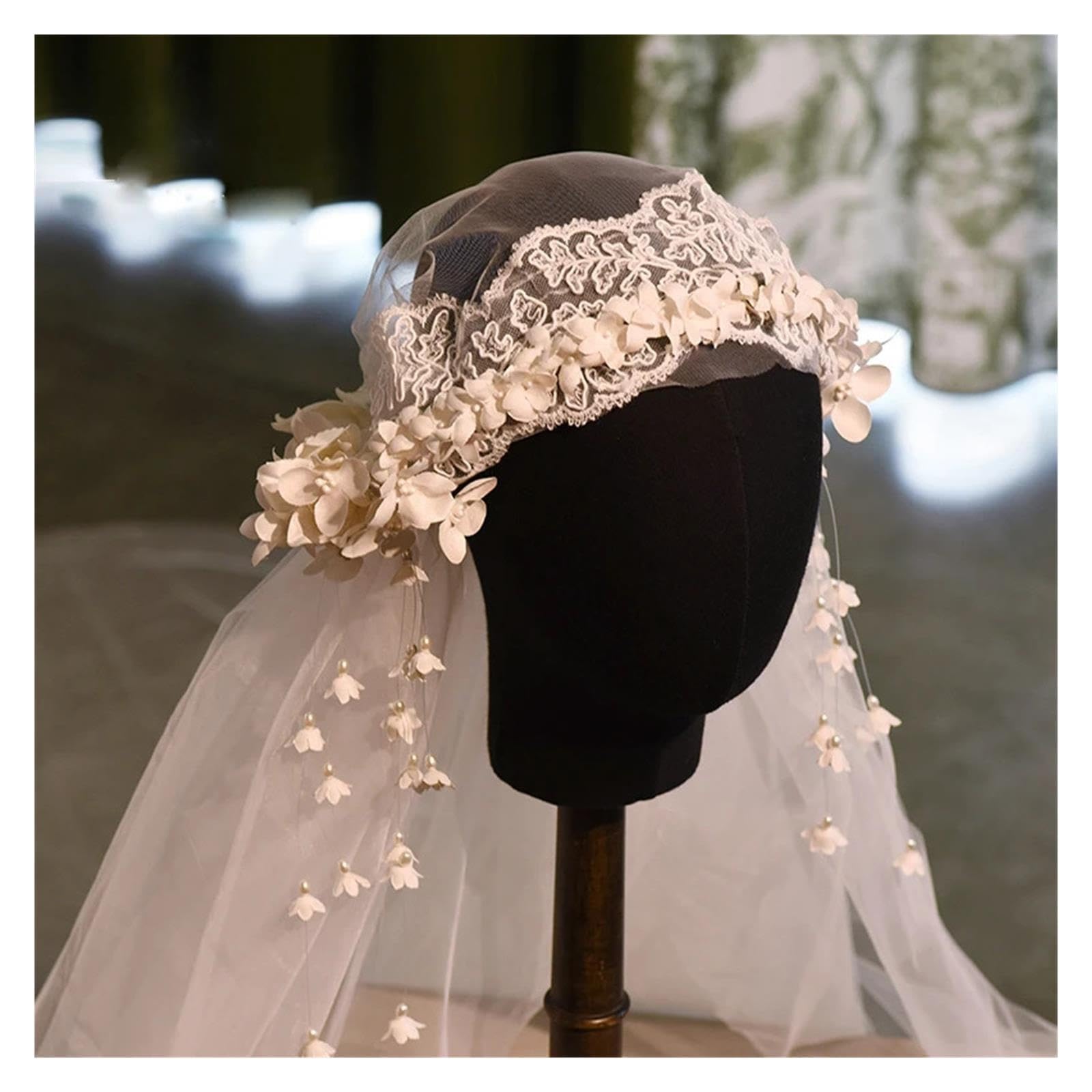 Velo da Sposa Lungo in Pizzo Floreale Romantico Fatto a Mano 200 cm
