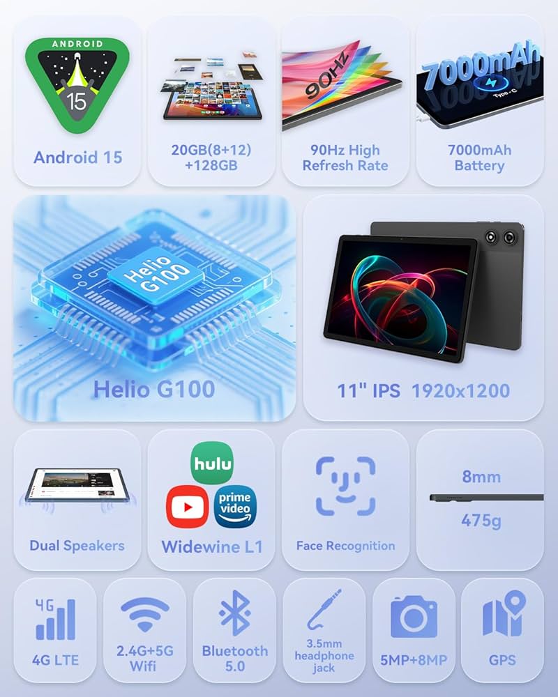 Amazon.com : BNCF 11 inch Android 15 Tablet, Helio G100 Octa-Core Amazon.com : BNCF 11 inch Android 15 Tablet, Helio G100 Octa-Core