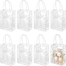 Takytao Clear Plastic Gift Bags with Handles, 5.9 x 2.8 x 6.3In, 50PCS