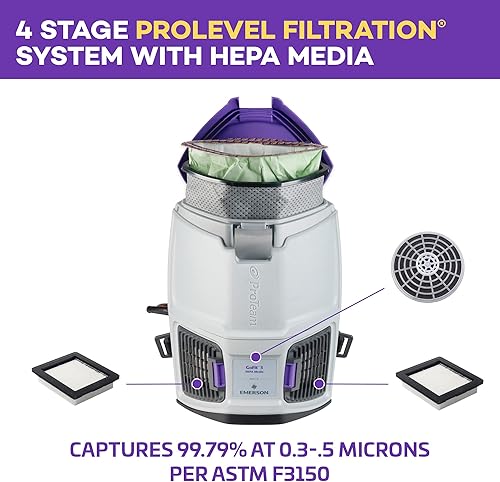 Miniatura 4 de ProTeam GoFit 3 - Aspiradora de mochila comercial con kit Xover multisuperficie de dos piezas, 3 cuartos de galón, con cable