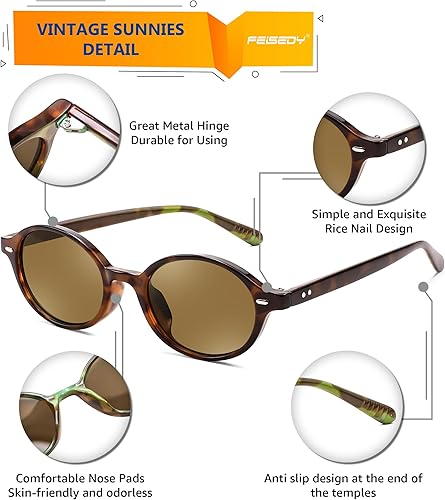 Miniatura 5 de FEISEDY Gafas de sol ovaladas retro para mujer de los años 90, estrechas, redondas, ligeras, Y2k, de moda, B1171