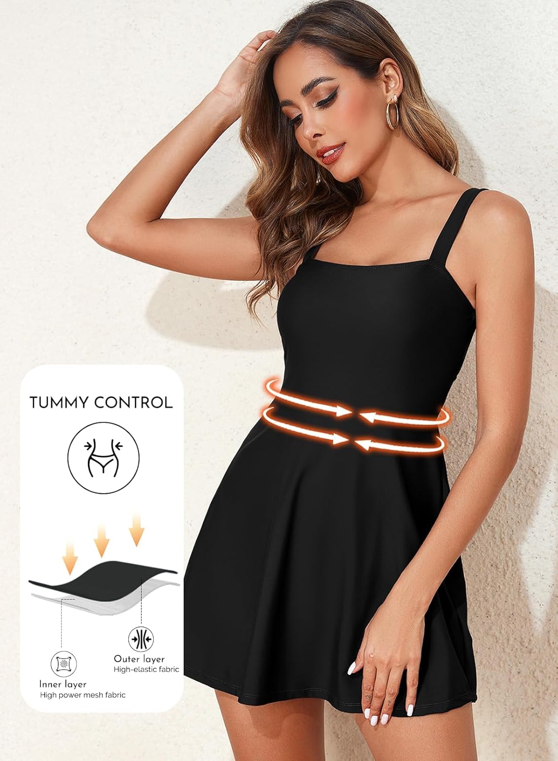 Aleumdr Women's One Piece Swimsuit Tummy Control Swim Dress Modest Full Coverage Skirt Bathing Suit with Pockets - Image 4