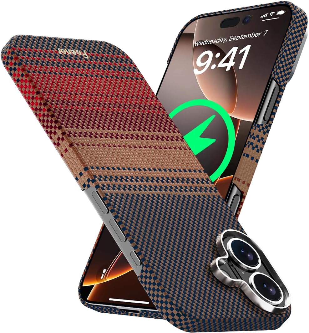 Aramid Fiber for iPhone 17 Case, Compatible with MagSafe, Ultra Thin & Lightweight Case for iPhone 17, Kevlar Aramid Fiber with Ultra-Slim Caseless Feel (Plain/Sunset)